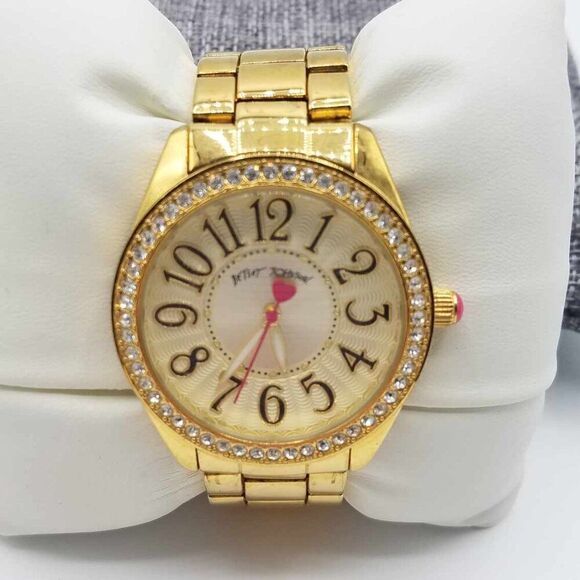 Betsey Johnson Gold Tone Exploding Number Watch Metal Band Working